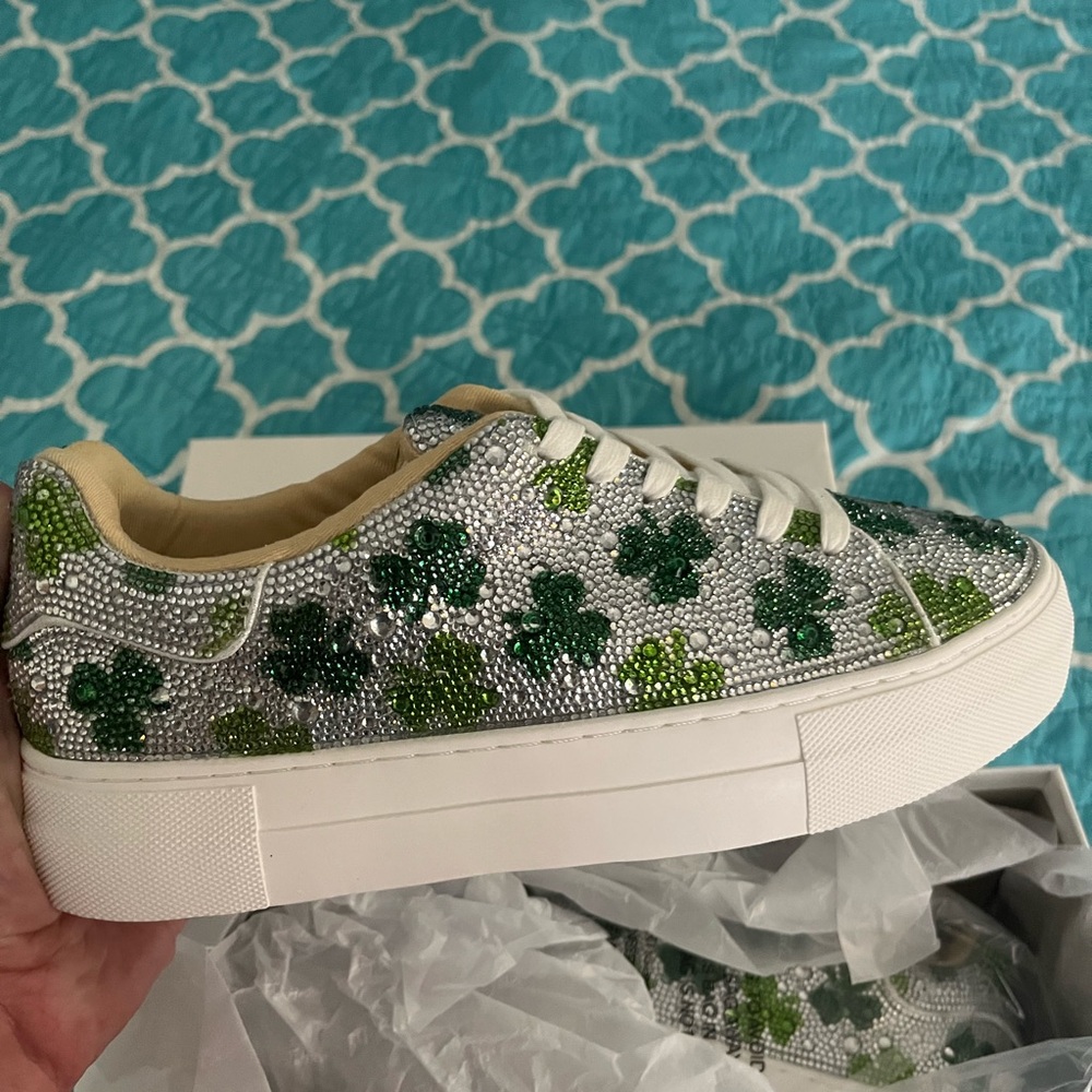 Betsey Johnson Green and Silver Athletic Shoes